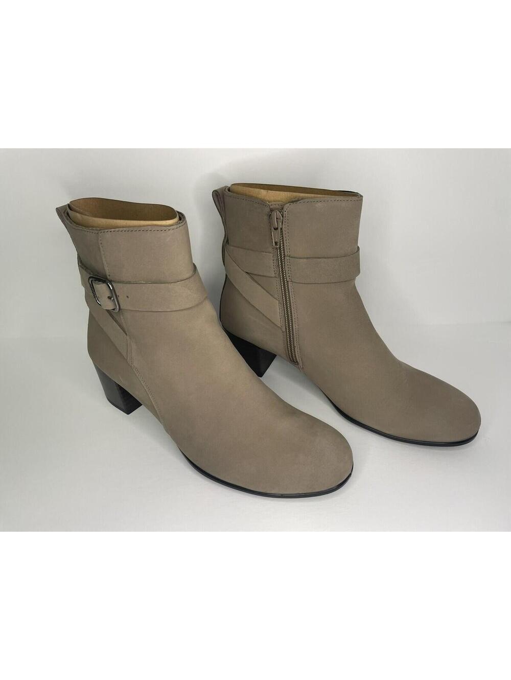 Women’s Boots ECCO Dress Classic Buckle Ankle Boot Taupe EU 38 US 7-7.5 new
